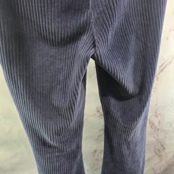 Aerie Leggings Women Medium Short Blue Flare Groove On Velour Corduroy High - Picture 7 of 11